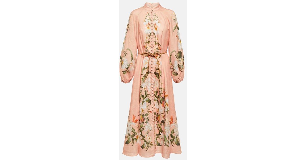 Zimmermann Lexi Floral Linen Maxi Dress in Natural | Lyst