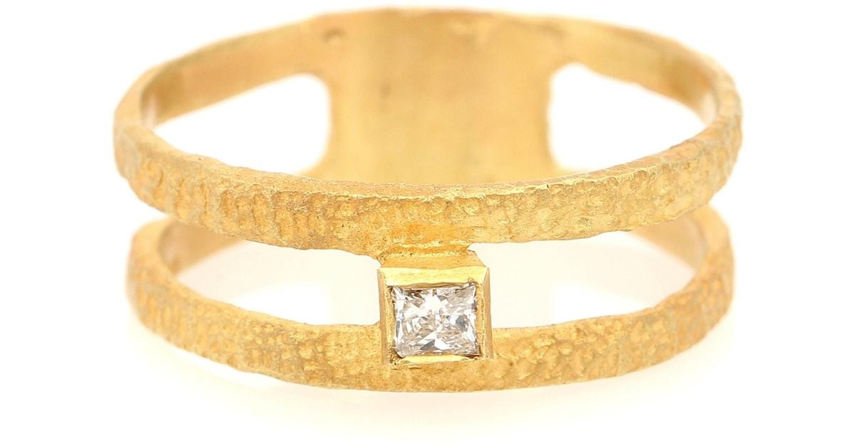 Elhanati Roxy Fine Graphic 18kt Gold Ring With Diamond in Metallic - Lyst