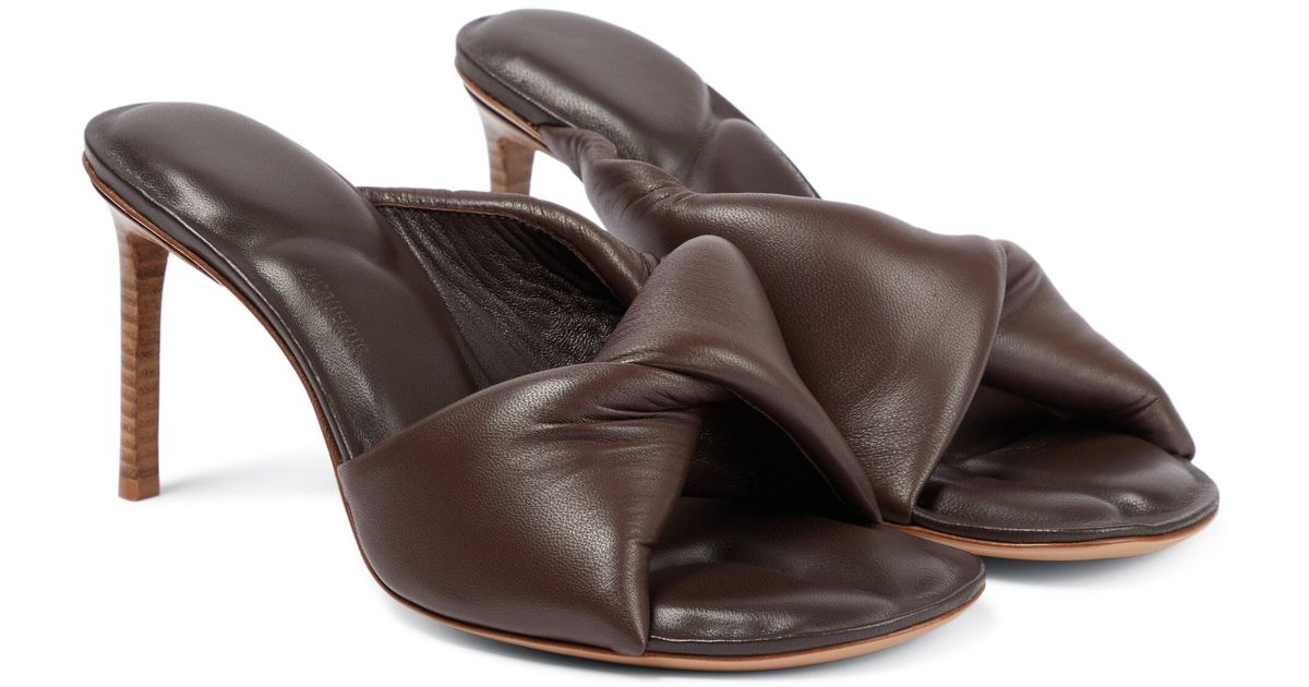 Jacquemus Les Mules Bagnu Leather Sandals in Brown | Lyst