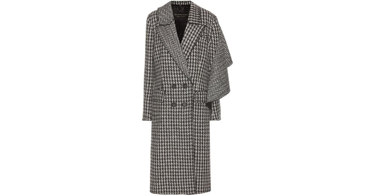 Burberry Houndstooth Wool Coat in Black - Lyst