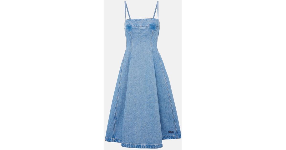 Marni Denim Midi Dress in Blue | Lyst