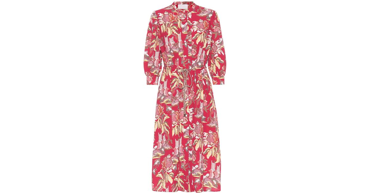 Peter Pilotto Printed Crêpe Shirt Dress in Red - Lyst