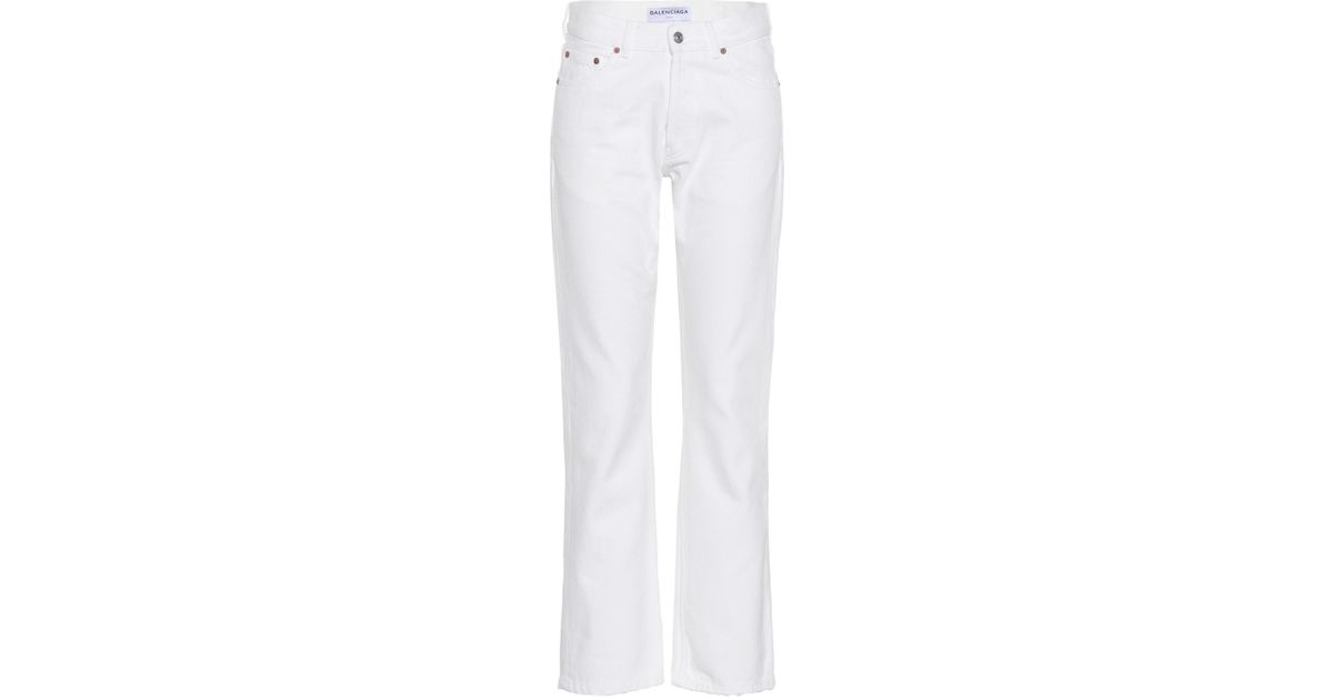 Balenciaga Denim High-waisted Jeans in White - Lyst