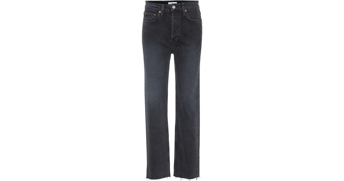 RE/DONE Denim Stove Pipe High-rise Straight Jeans in Black - Lyst