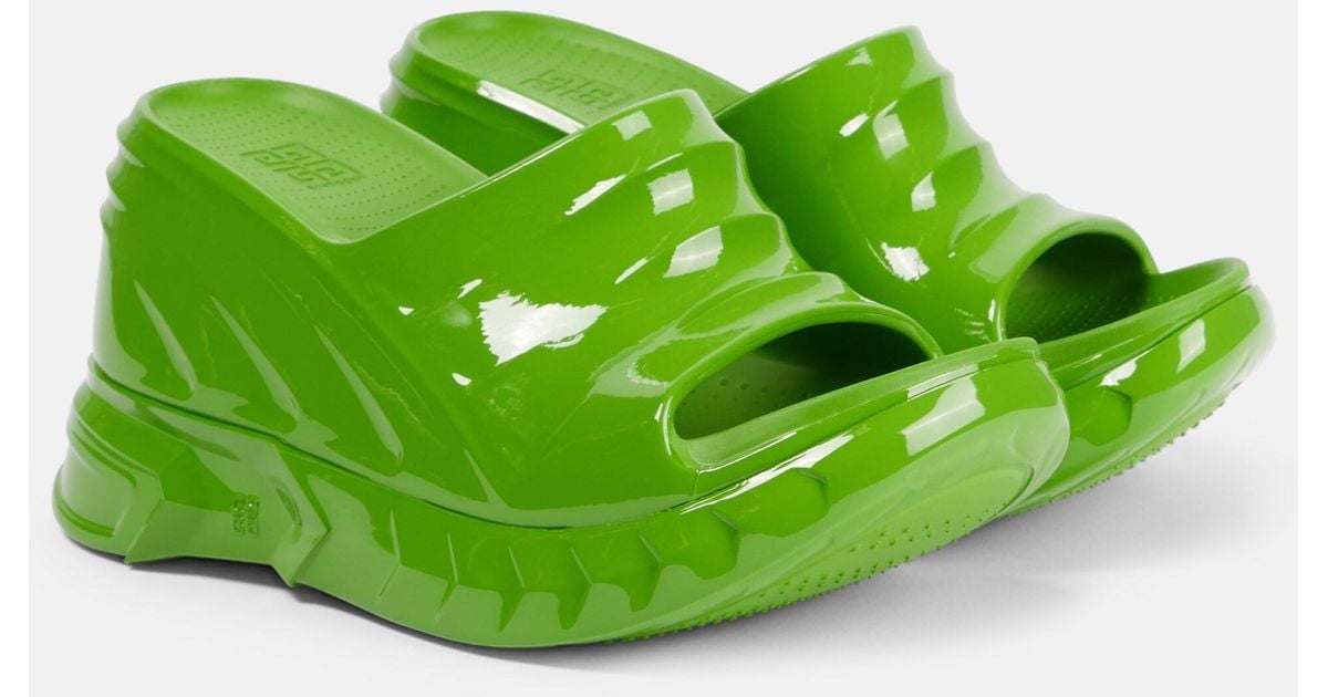 Givenchy Marshmallow Rubber Wedge Sandals in Green | Lyst