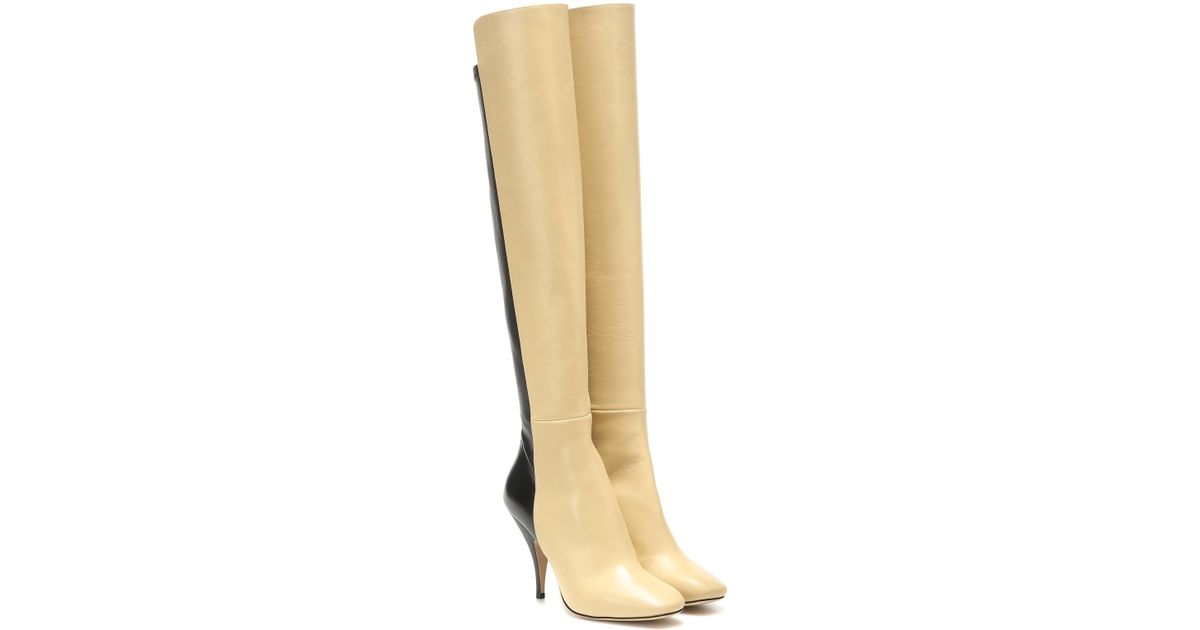 Petar Petrov Soekie Leather Knee-high Boots in Beige (Natural) - Lyst
