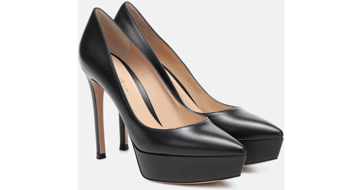 Gianvito Rossi Dasha Leather Platform Pumps in Black Lyst