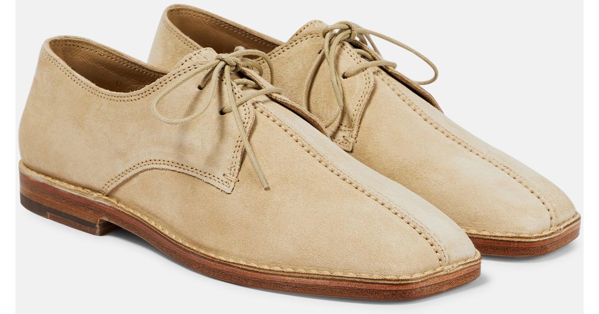 Lemaire Suede Derby Shoes in Natural | Lyst
