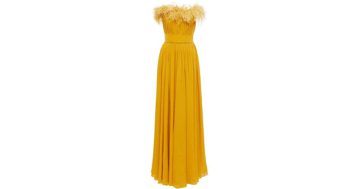 Sexy Yellow Velvet Strapless Corset Slit Formal Gown - Xdressy