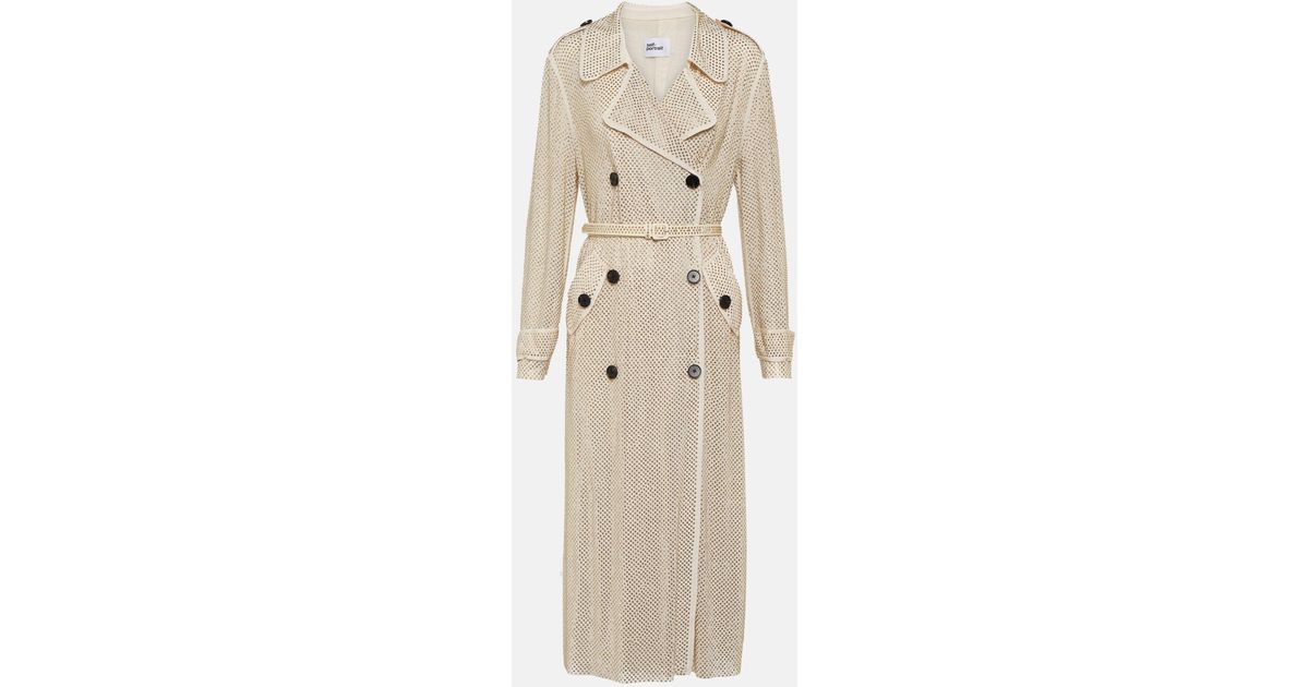Self-Portrait Crystal-Embellished Trench Coat in Natural Lyst