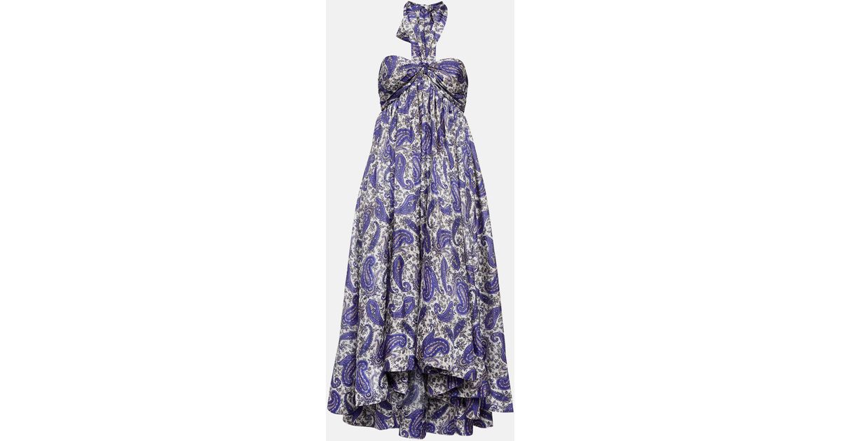 Zimmermann Devi Silk Halterneck Midi Dress in Purple | Lyst UK