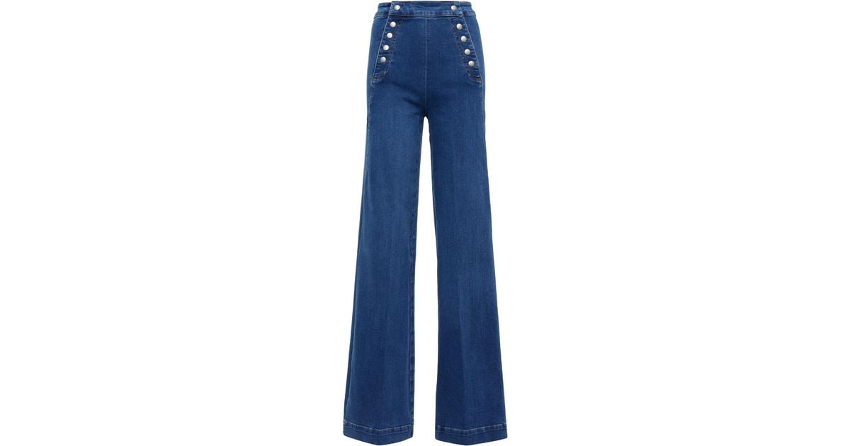 FRAME Sailor Snap High-rise Wide-leg Jeans in Blue | Lyst