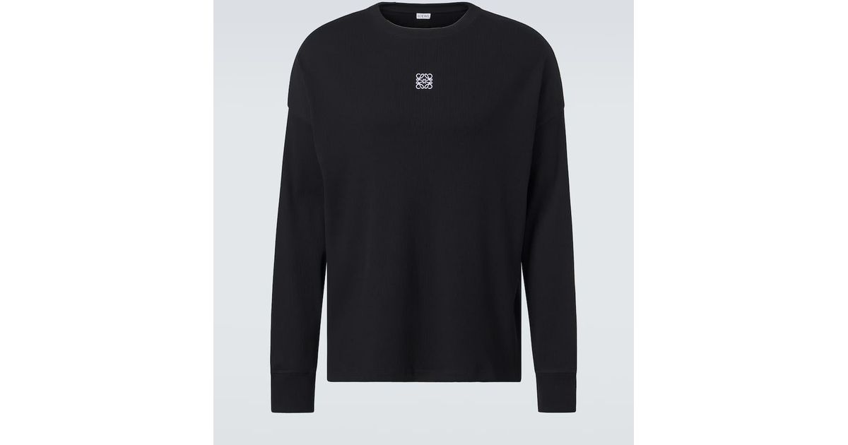 Loewe Anagram ribbed-knit cotton Tシャツ Loewe Anagram Ribbed-Knit Cotton T-Shirt in Blue for Men | Lyst