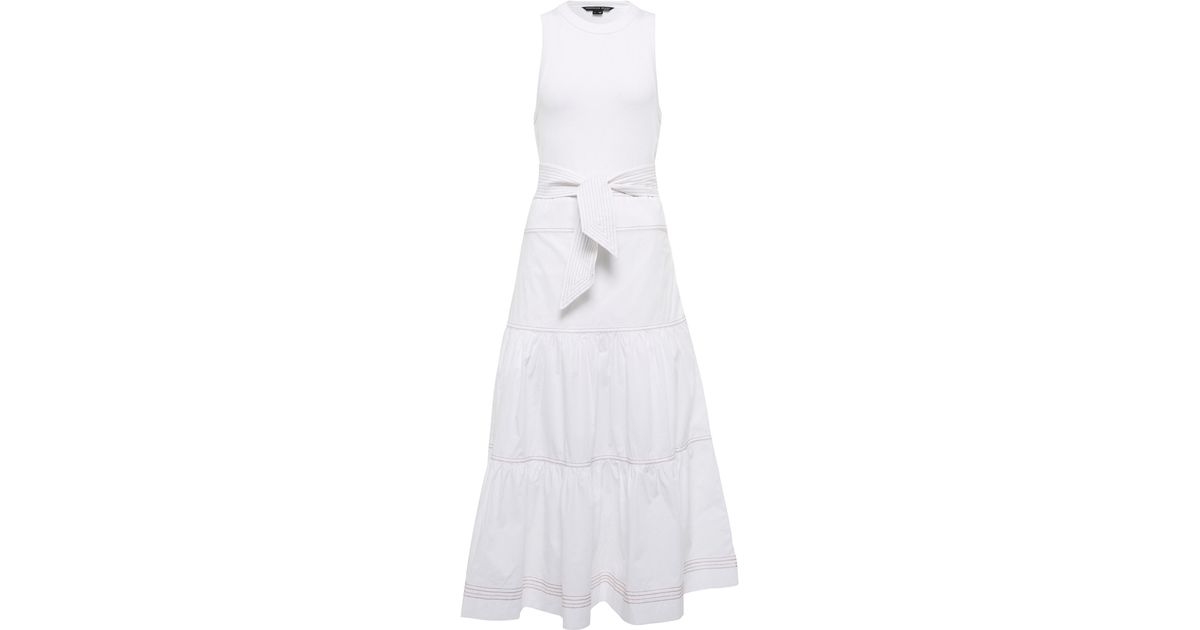 Veronica Beard Austyn Tiered Midi Dress in White | Lyst