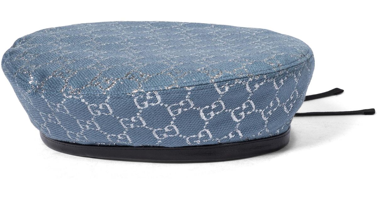 Gucci GG Lamé Beret in Blue Lyst