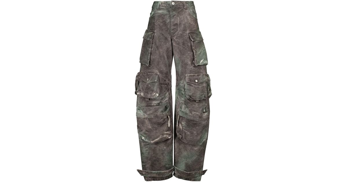 The Attico Camo-print High-rise Pants in Green | Lyst