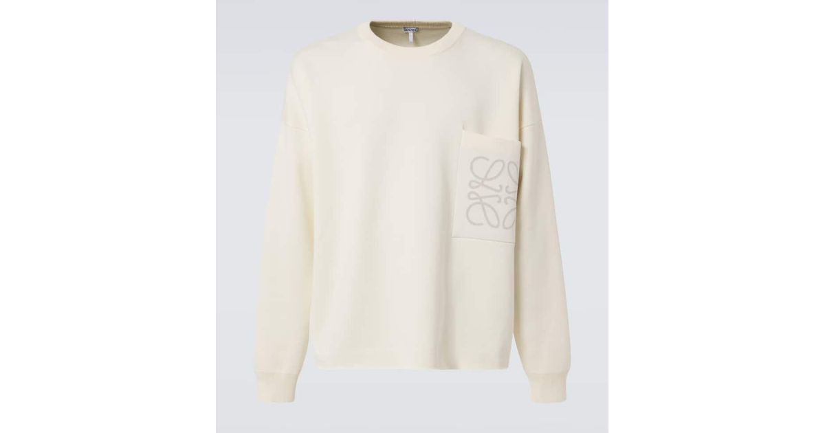 Loewe Anagram Cotton-Blend Sweatshirt in White for Men | Lyst 