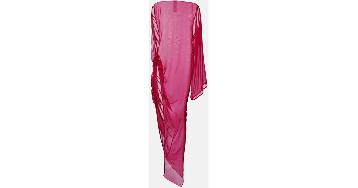 Rick Owens Abito Draped Silk Maxi Dress in Pink | Lyst Canada