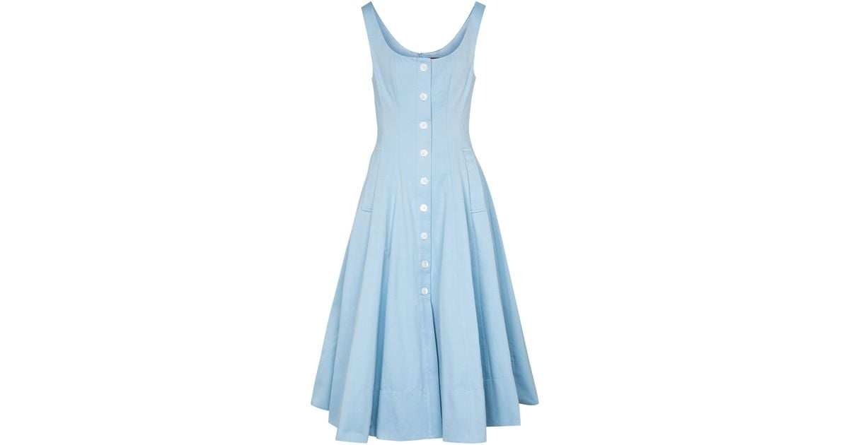 STAUD Alix Cotton-blend Faille Maxi Dress in Blue - Save 6% | Lyst