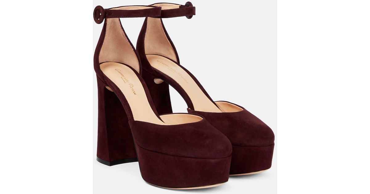 Gianvito Rossi Holly D'Orsay Suede Pumps in Red | Lyst