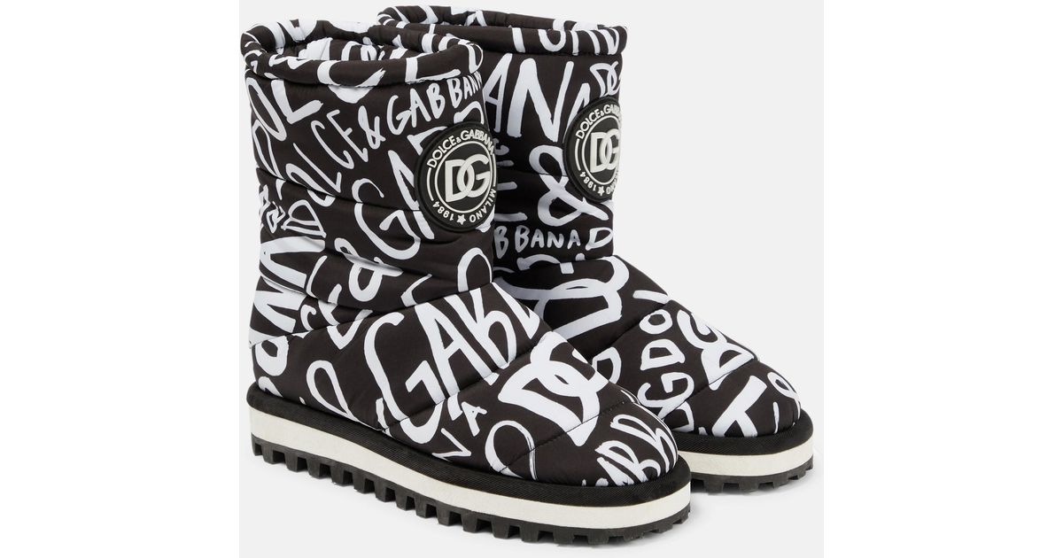 Dolce & Gabbana Logo Padded Boots in Black | Lyst