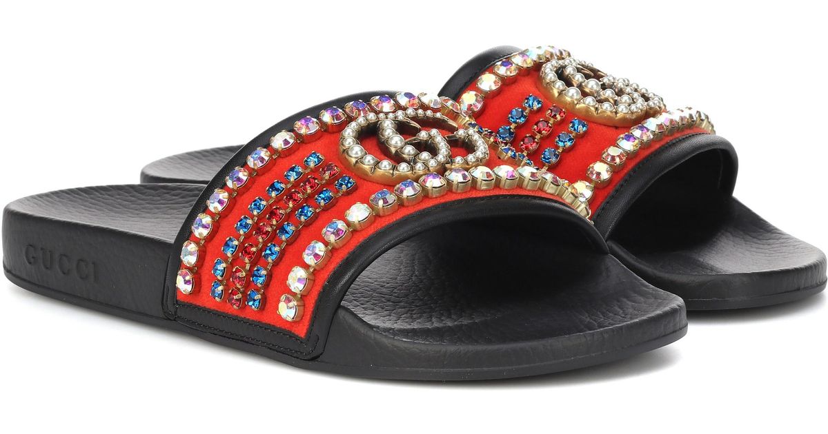 gucci embellished slides