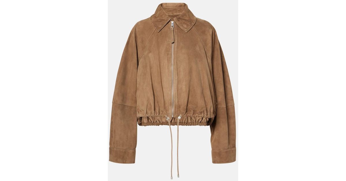 Loewe Suede Bomber Jacket in Brown | Lyst UK