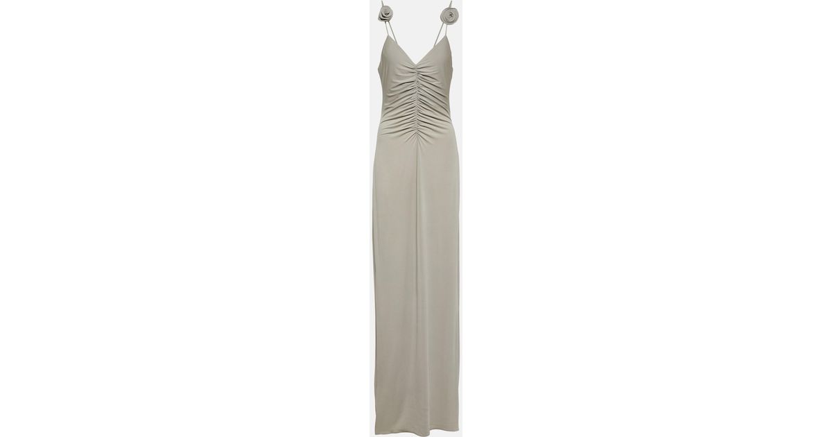 Magda Butrym Gathered Jersey Maxi Dress in White | Lyst