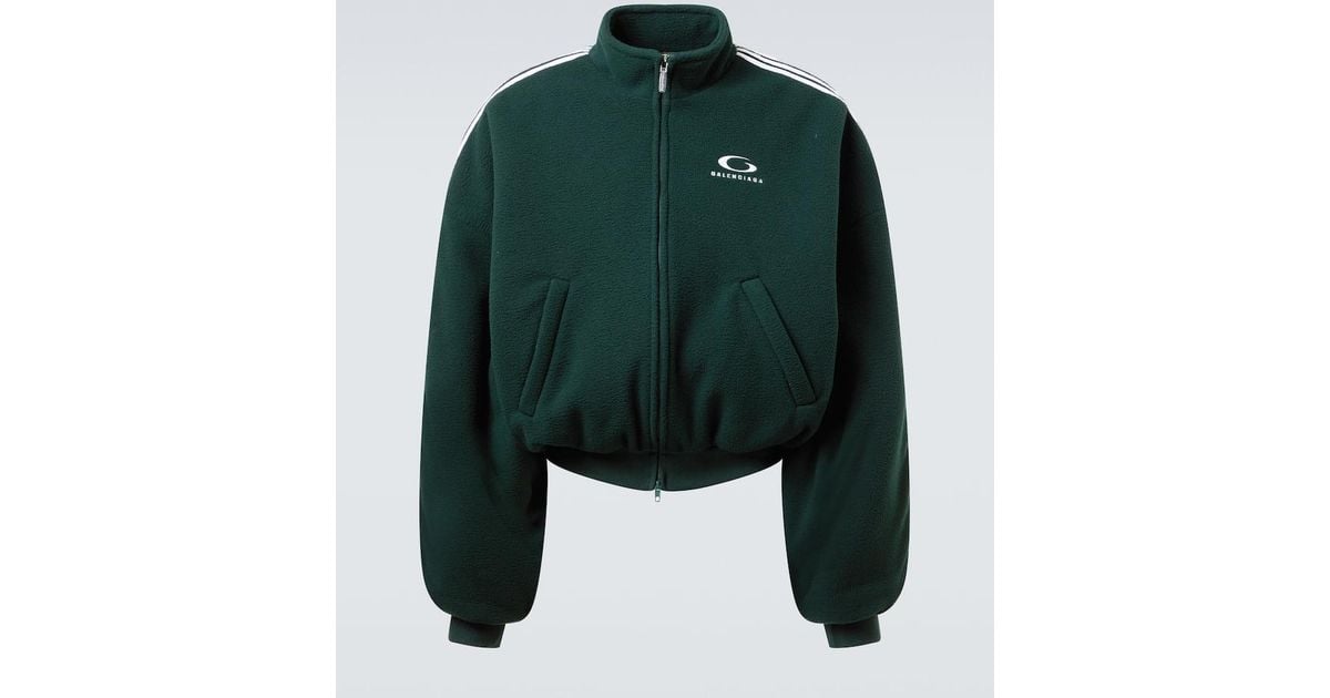 Balenciaga Loop Sports Icon Fleece Bomber Jacket in Green for Men