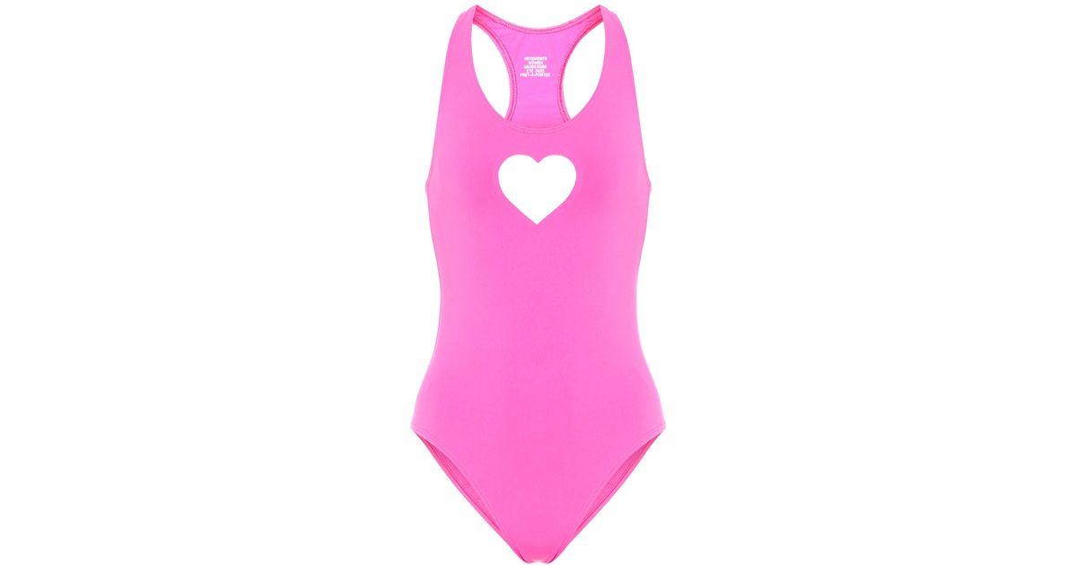 Vetements Heart Cut-out Swimsuit in Pink | Lyst