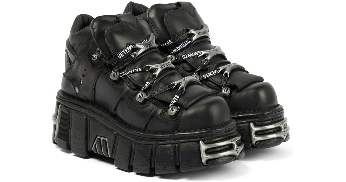 Vetements X New Rock Leather Platform Sneakers in Black | Lyst