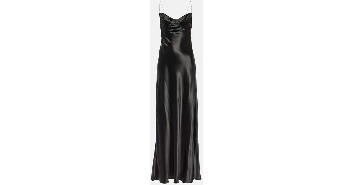 Vestido De Fiesta De Saten Adornado Miu Miu de color Negro Lyst