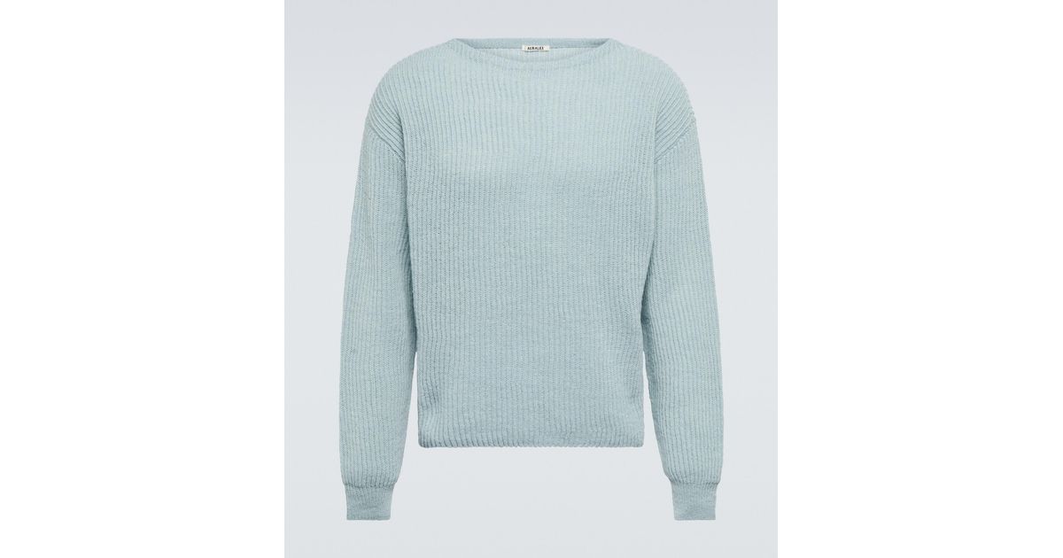 AURALEE Ribbed-knit Wool Sweater in Blue for Men | Lyst