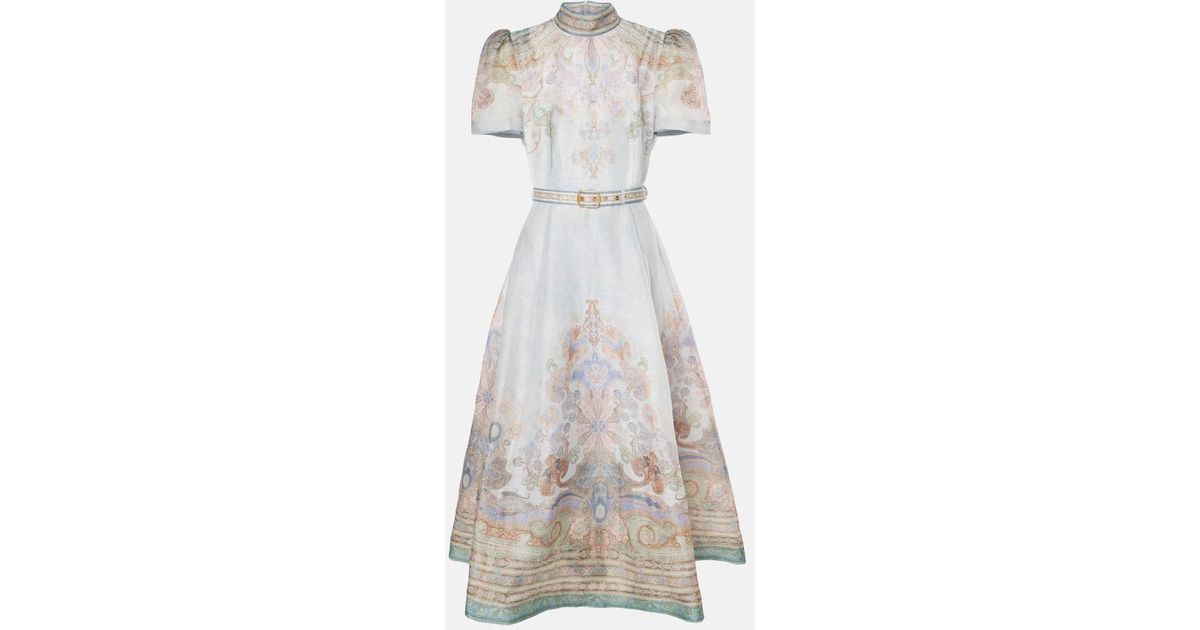 Zimmermann Eden Linen And Silk Midi Dress in White | Lyst Canada