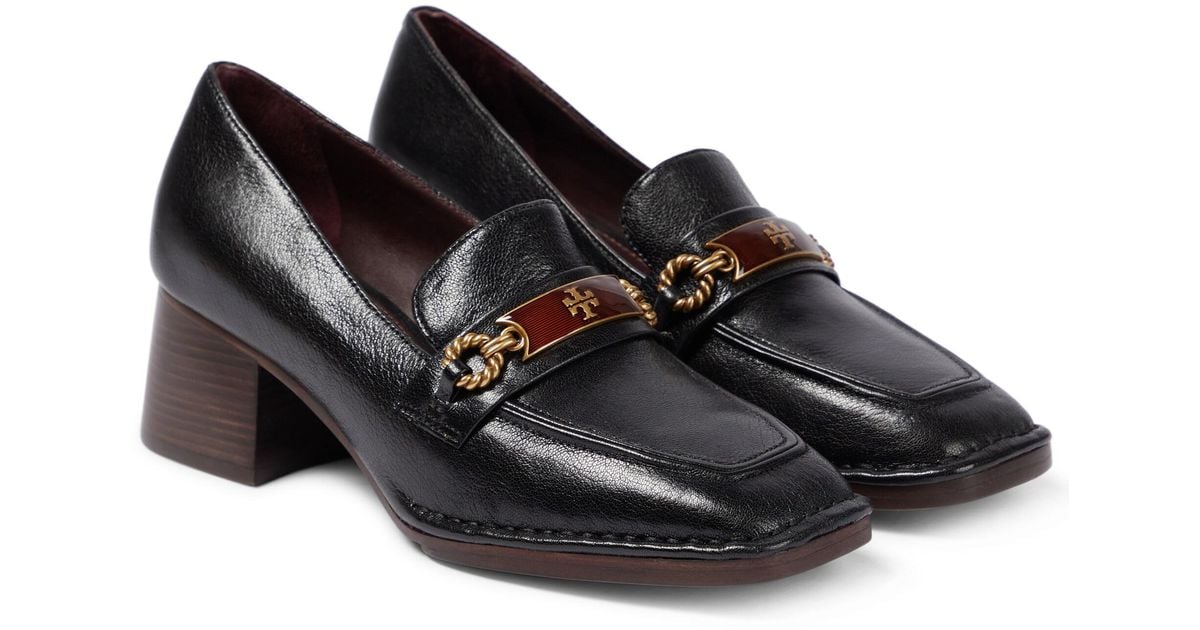 Tory Burch Perrine Embellished Leather Loafer Pumps in Black | Lyst