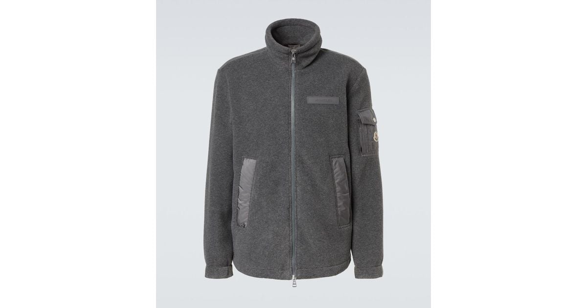 Moncler Fleece Jacket in Grey for Men | Lyst UK