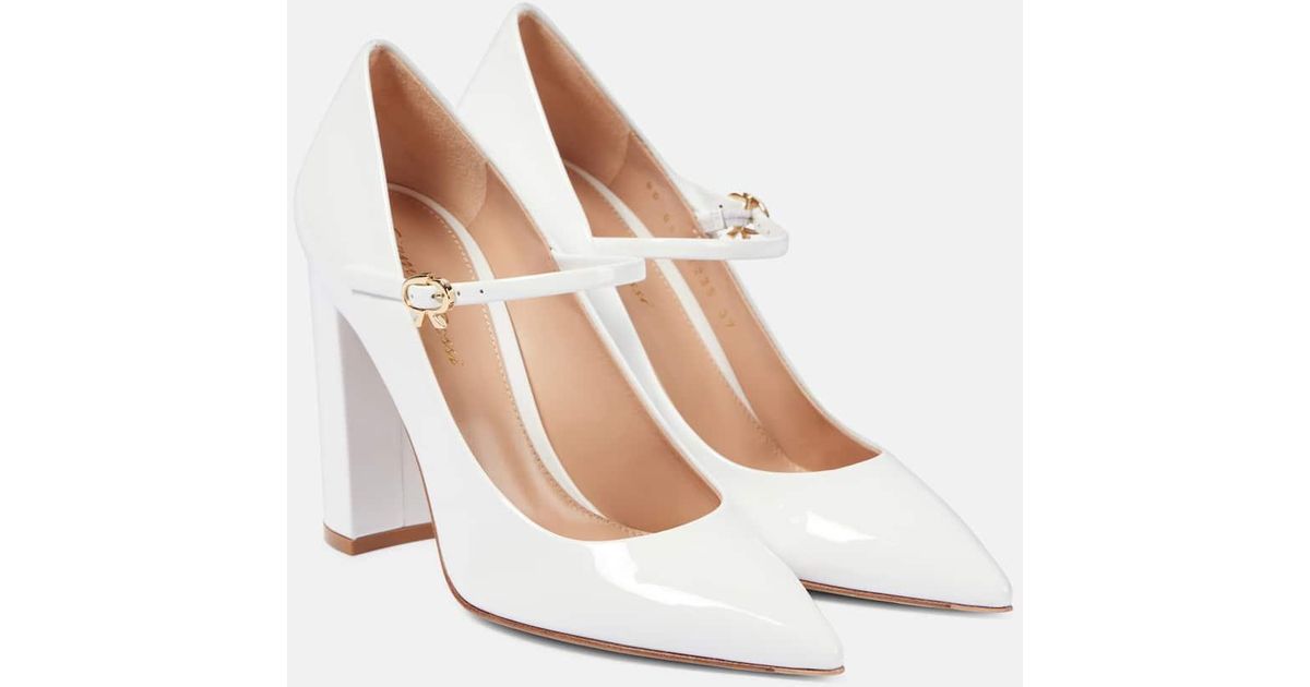 Gianvito Rossi 100 Patent Leather Mary Jane Pumps in White | Lyst