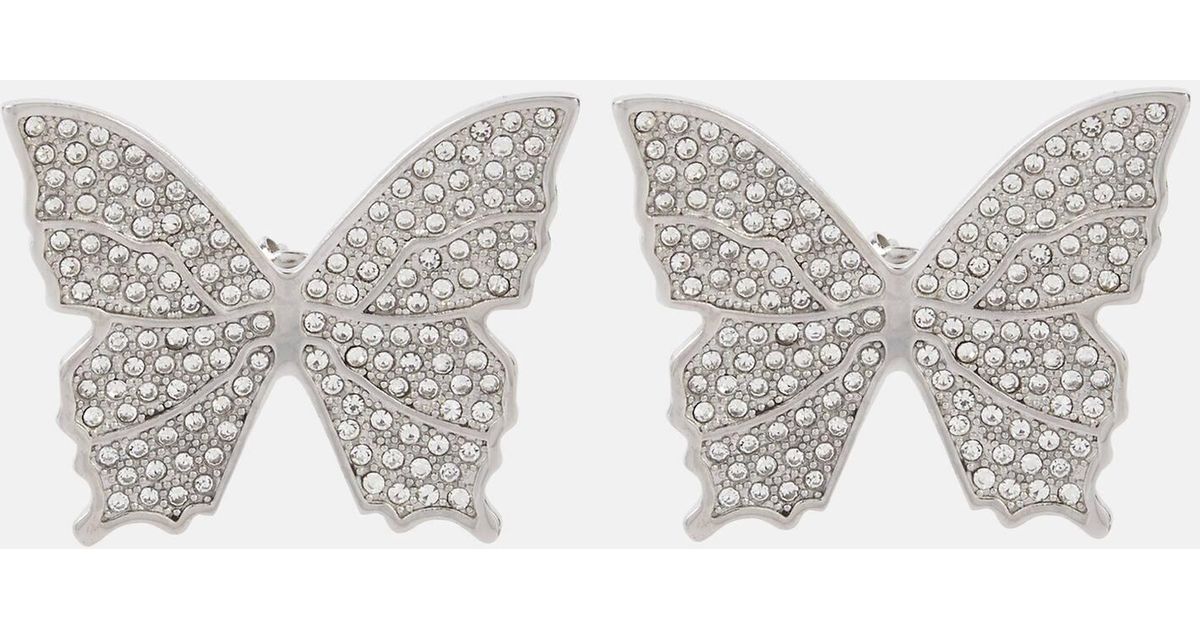 Blumarine Butterfly Crystal-embellished Earrings in White