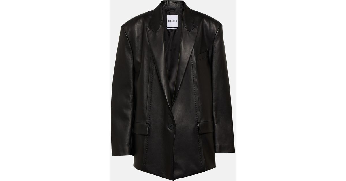 The Attico Oversized Leather Blazer in Black | Lyst