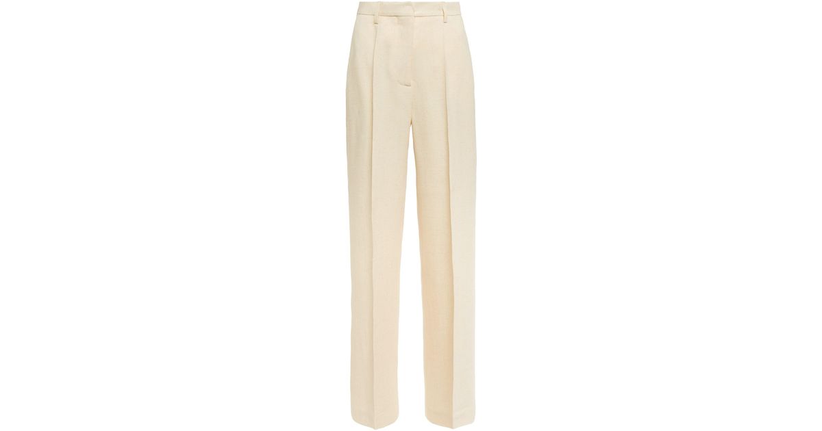 Nanushka Elaina Pleated Wide-leg Pants in Beige (Natural) - Lyst