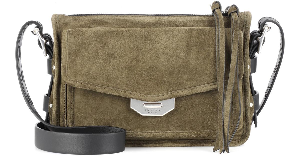 Rag & Bone Field 2.0 Lizard Embossed Suede & Leather Messenger Bag in Camel Lizard Suede