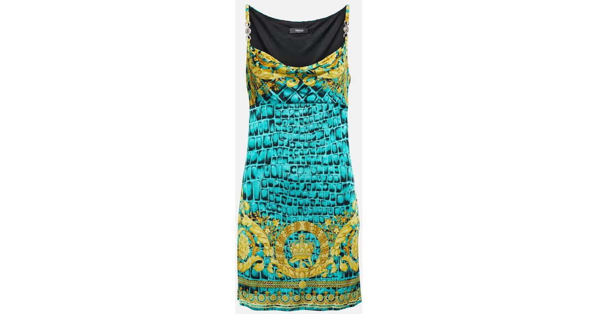 Green Versace Robe Versace Regalia Baroque Jersey Minidress in Green | Lyst