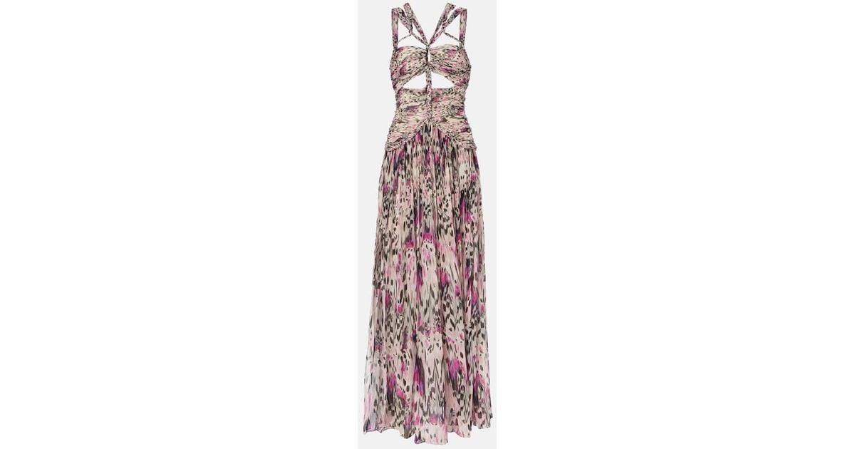 Isabel Marant Rafael Printed Silk Maxi Dress in Purple | Lyst