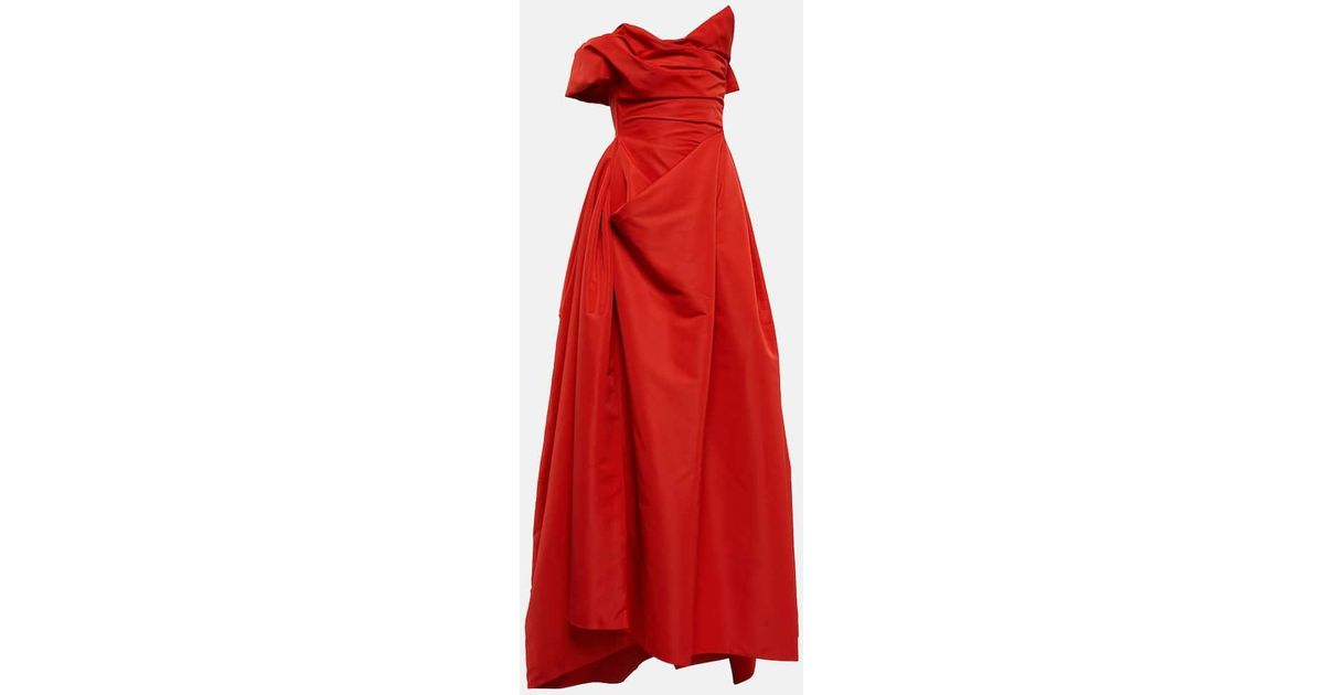 Vivienne Westwood Draped Off-shoulder Satin Gown in Red | Lyst