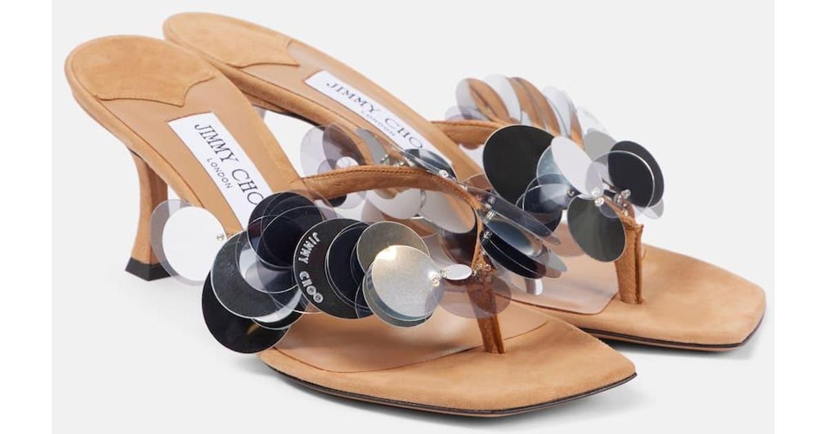 JIMMY CHOO Freja 70 スエード スパンコール サンダル Freja 70 | Black Suede Paillette Sandals | JIMMY CHOO