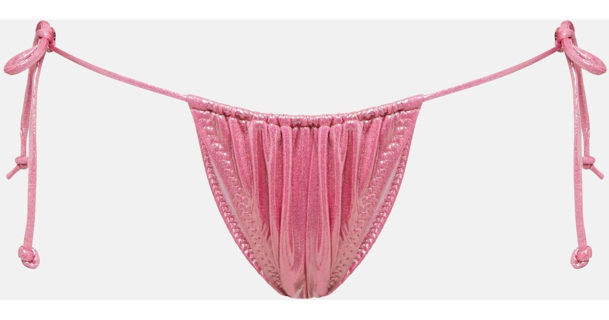 Norma Kamali Metallic Triangle Bikini in Pink | Lyst