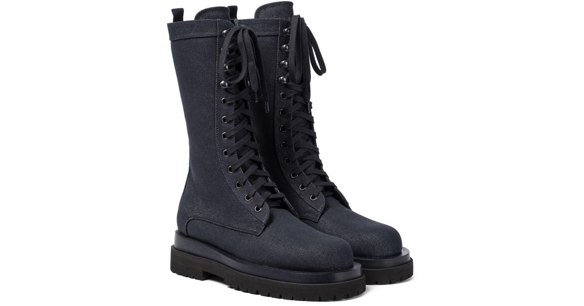 Magda Butrym Denim Combat Boots in Blue Lyst