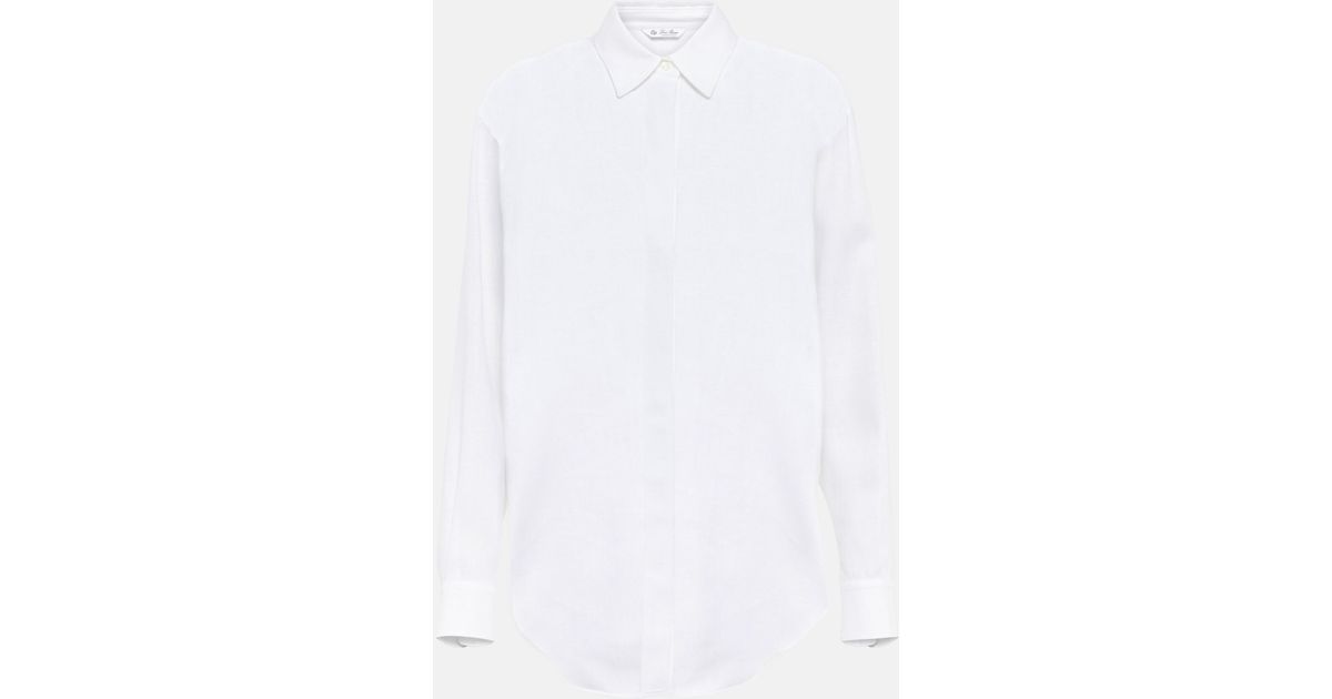 Loro Piana Elisabette Solaire Linen Shirt in White | Lyst
