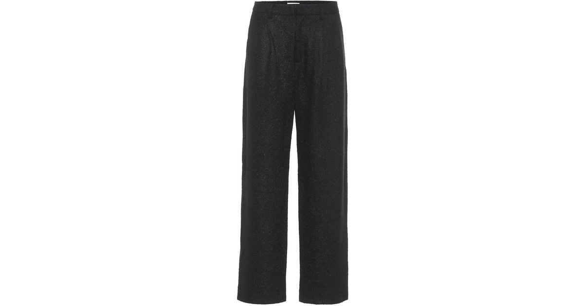 Deveaux New York Nicola High-rise Straight Tweed Pants in Black | Lyst