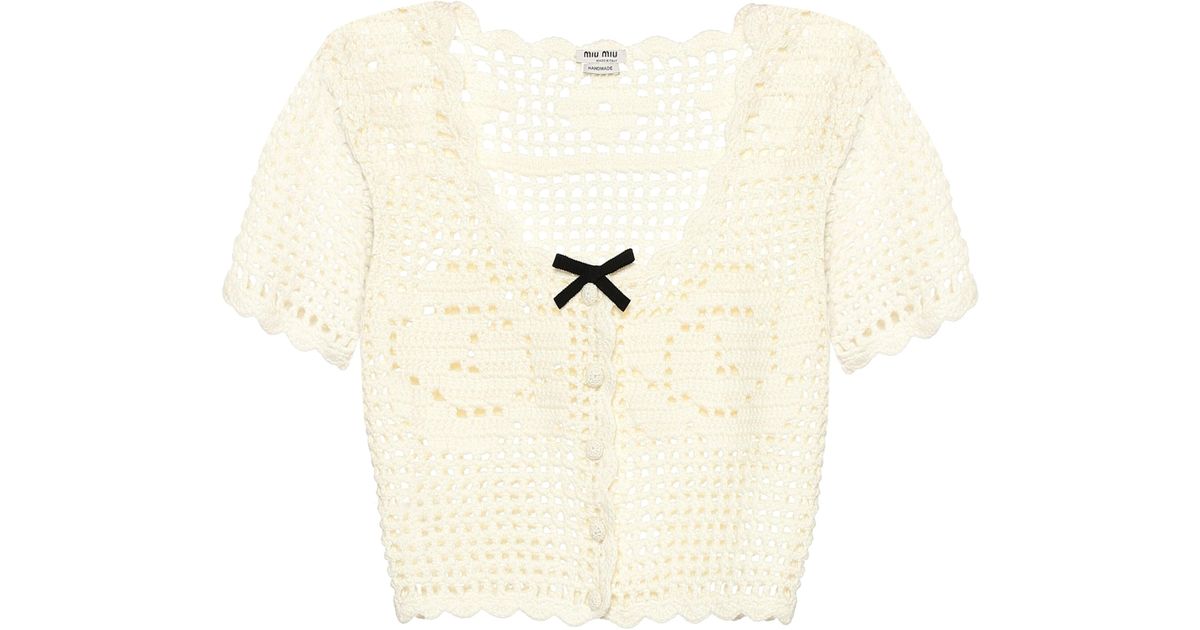 Miu Miu Crochet Cashmere Cardigan Lyst